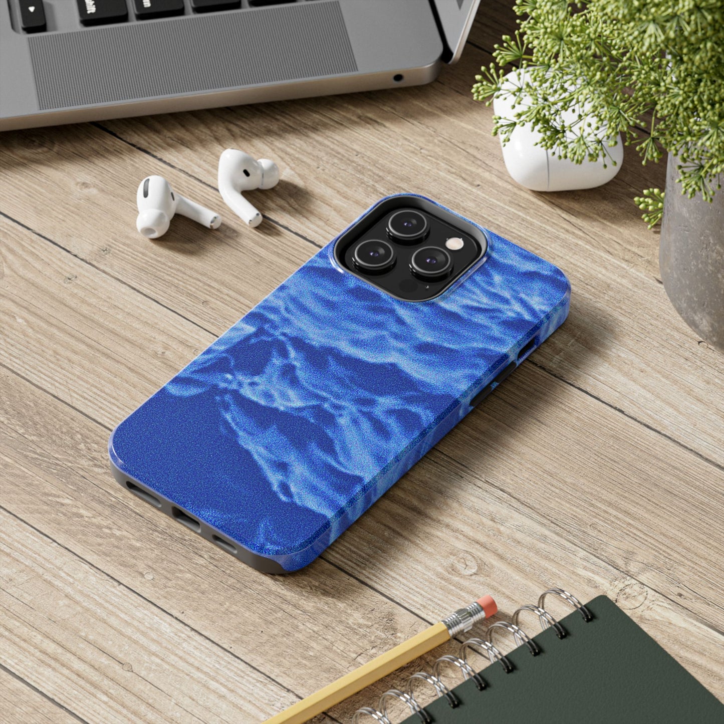 Blurred Ocean Waves Dark Blue Tough Phone Case | Aesthetic