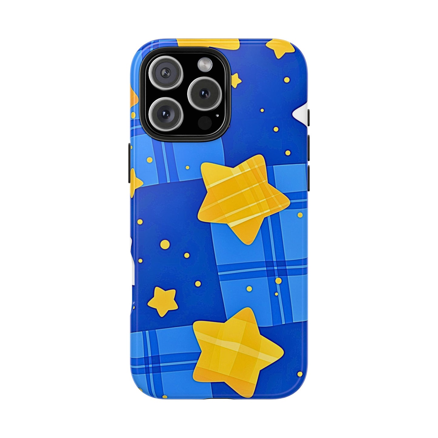Funda resistente para teléfono con estampado de estrellas y cuadros preppy | Estética