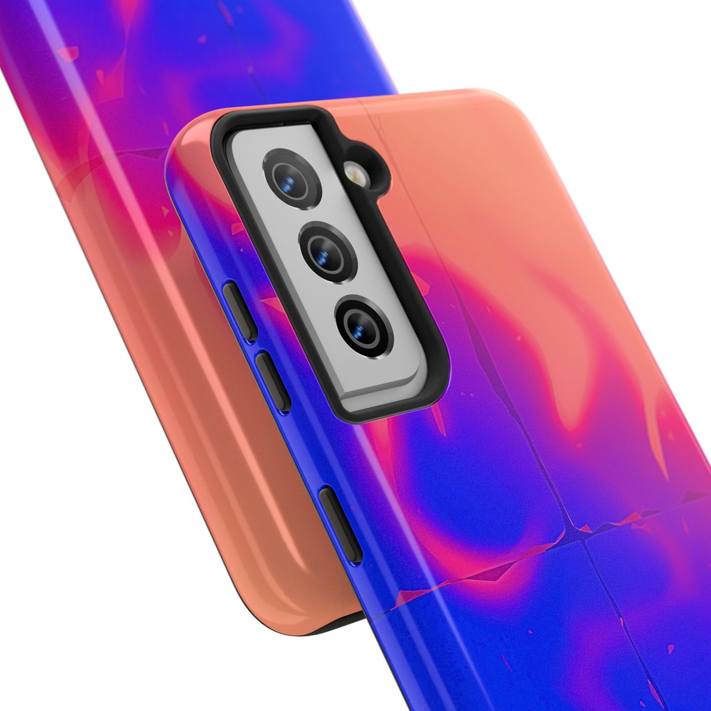 Funda resistente para teléfono con diseño de llamas, degradado abstracto y resplandor del atardecer | Estética