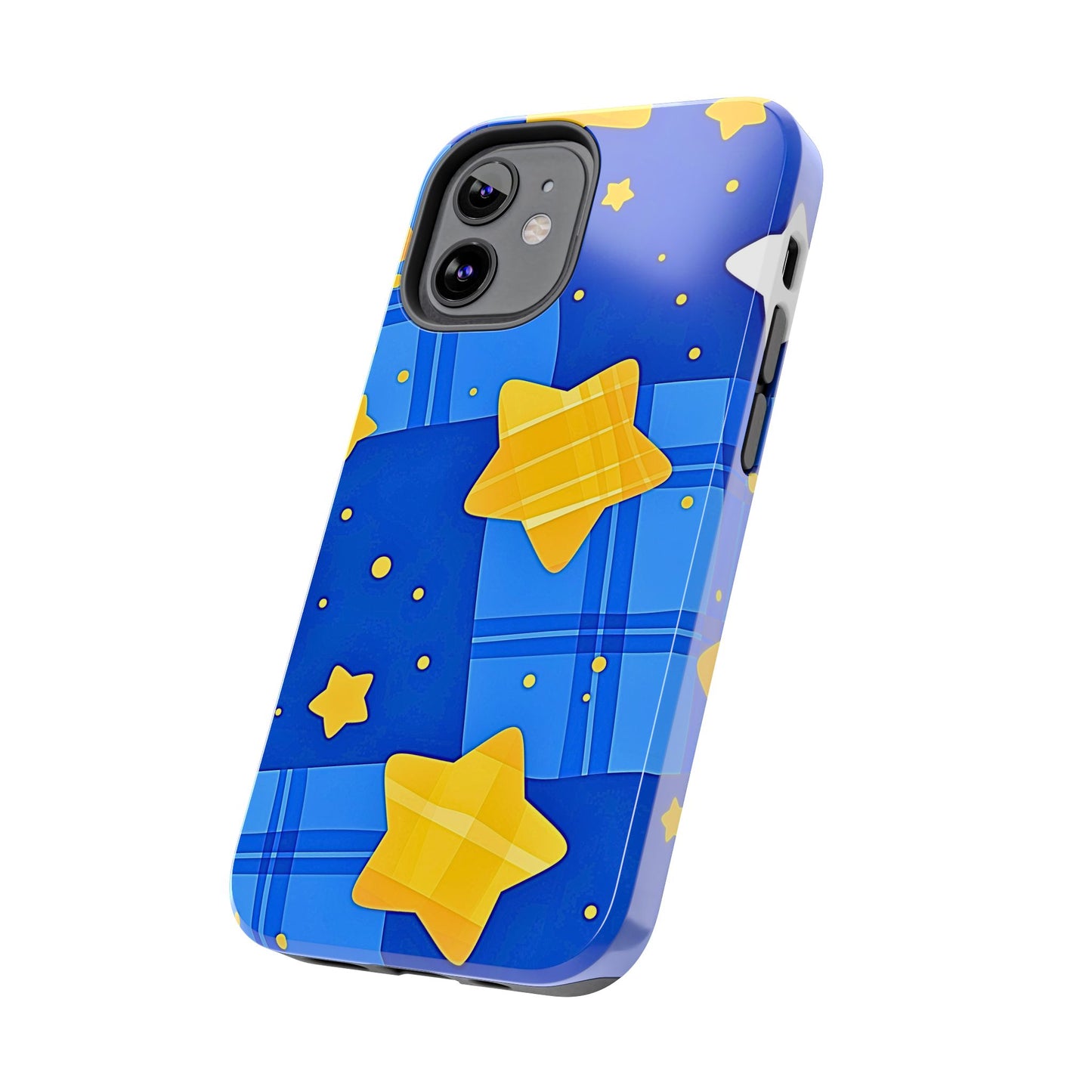 Funda resistente para teléfono con estampado de estrellas y cuadros preppy | Estética