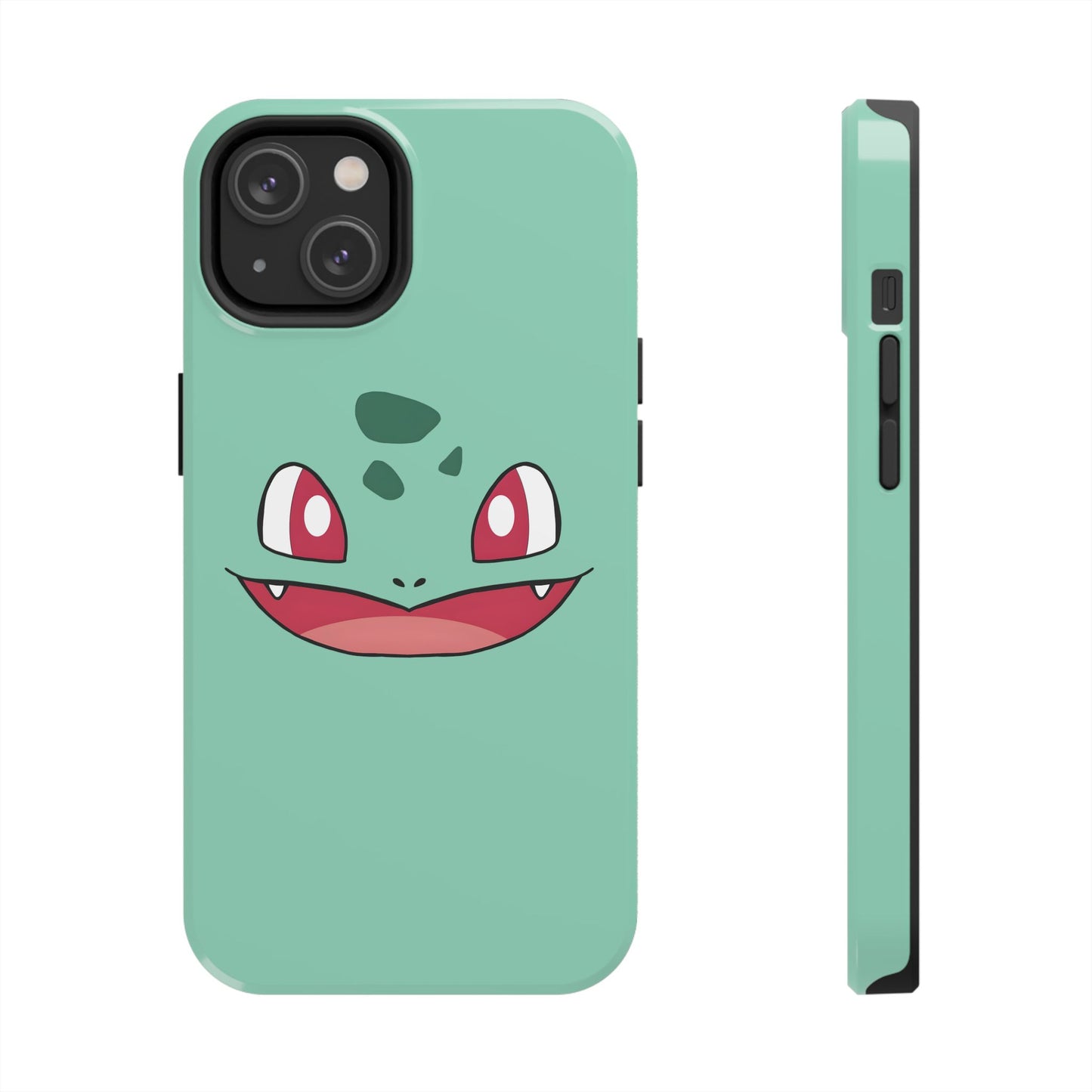 Green Leaf Dino Smile Red Eyes Cute Creature Tough Phone Case | Anime