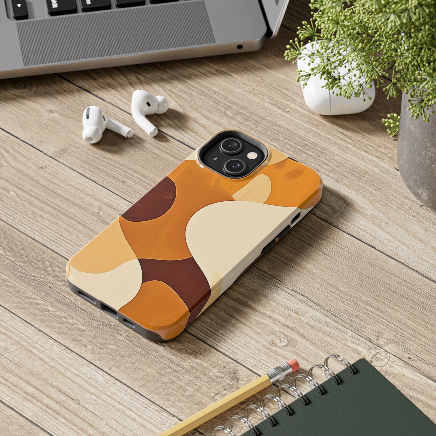 Funda/Cubierta resistente para teléfono con diseño en beige y marrón Earth Harmony | Estética