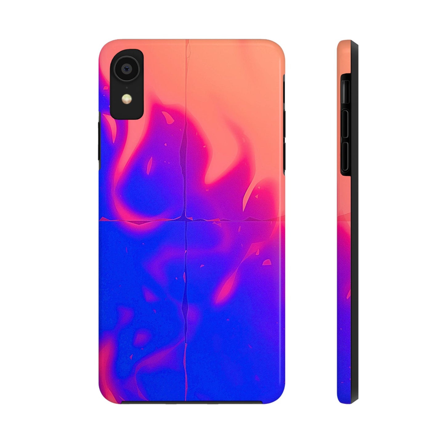 Funda resistente para teléfono con diseño de llamas, degradado abstracto y resplandor del atardecer | Estética
