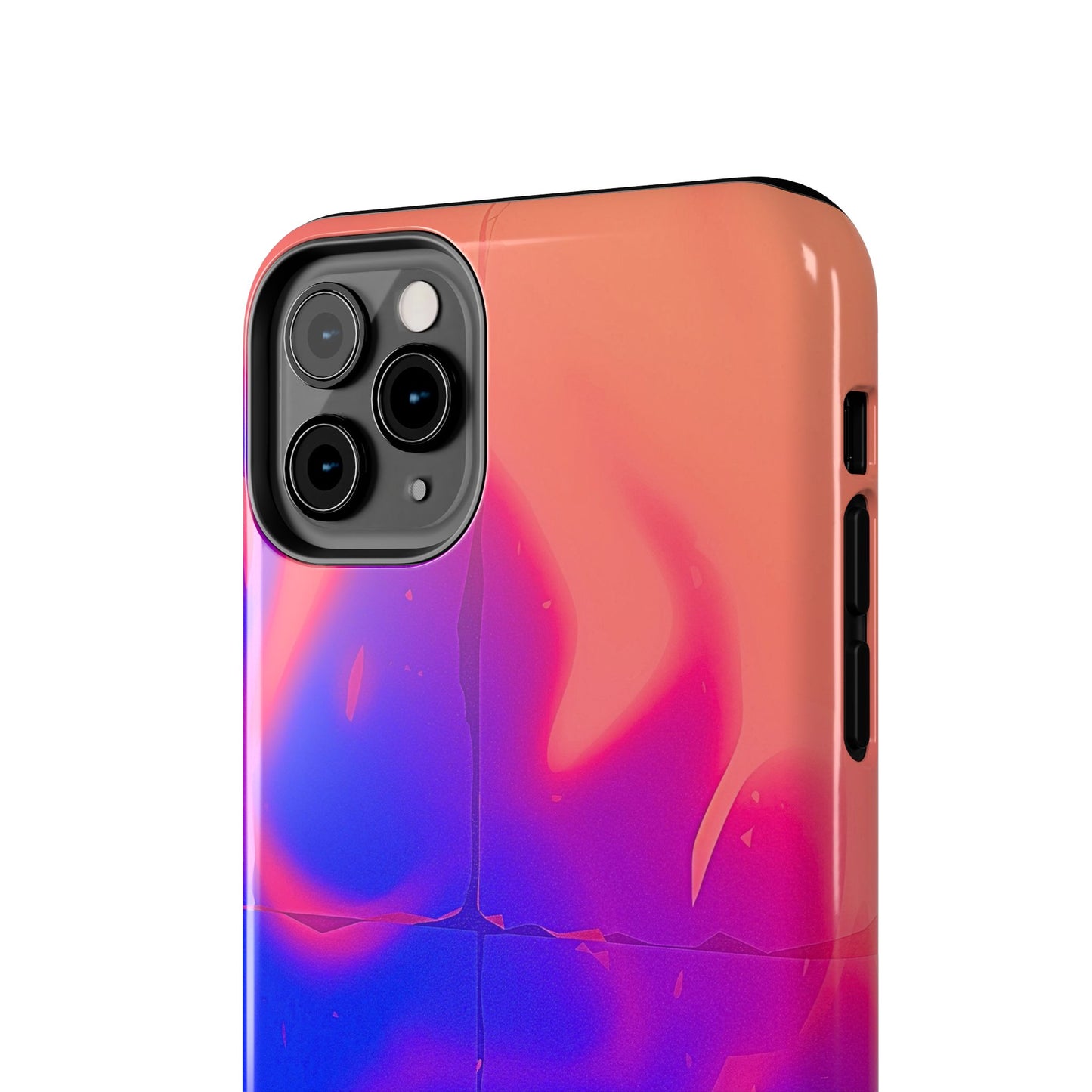 Funda resistente para teléfono con diseño de llamas, degradado abstracto y resplandor del atardecer | Estética