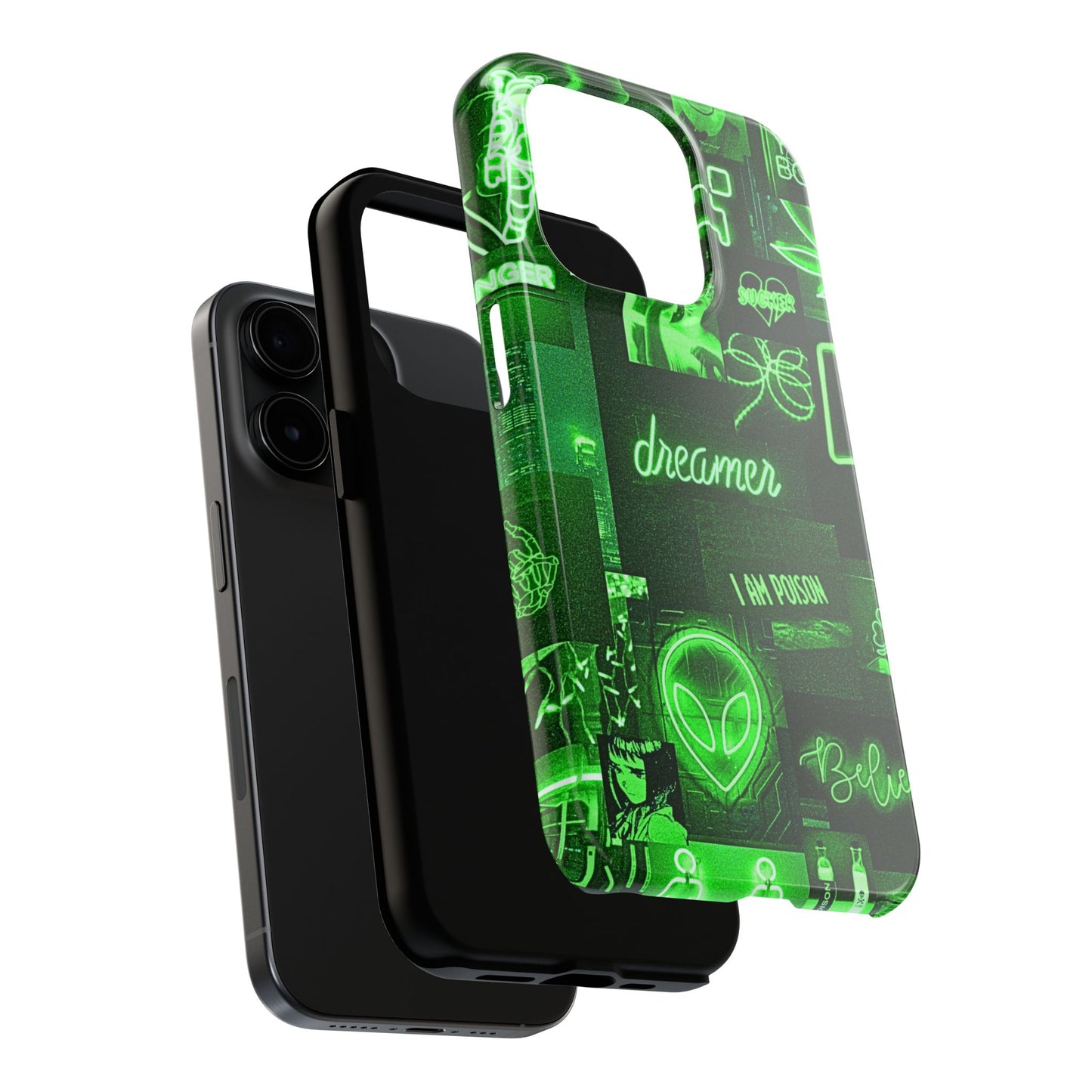 Green Neon Style Tough Phone Case | Aesthetic