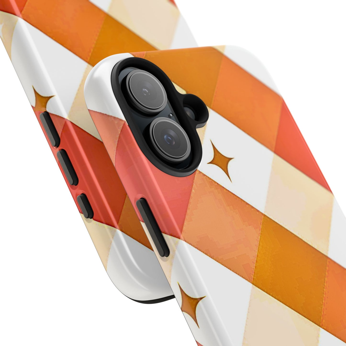 Pastel Orange & Pink Checkered Stars Tough Phone Case | Aesthetic