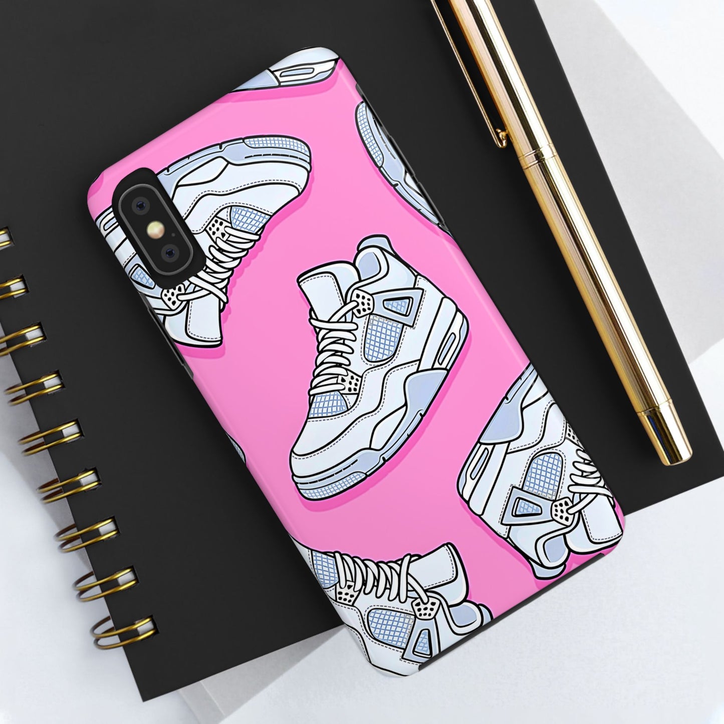 Funda resistente para teléfono con diseño de zapatillas Jordan 4 blancas | Estética