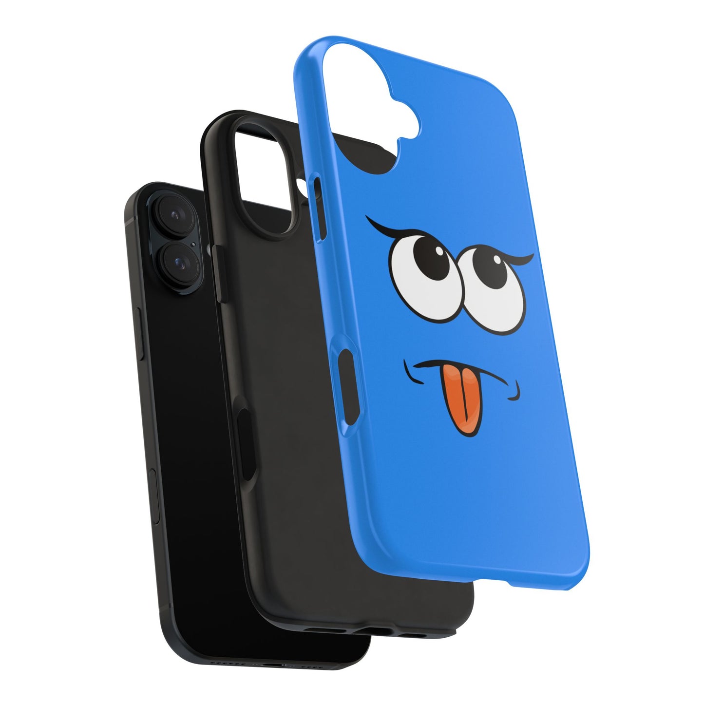 Silly Tongue Out Cartoon Face Blue Background Tough Phone Case | Funny