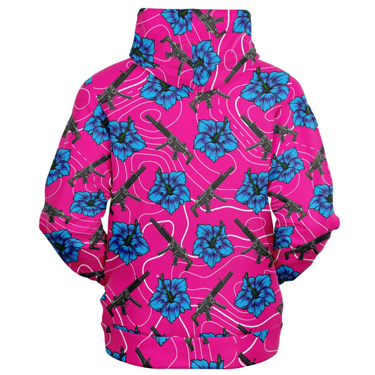 Rad Palm High Capacity Hibiscus Zip Up Hoodie