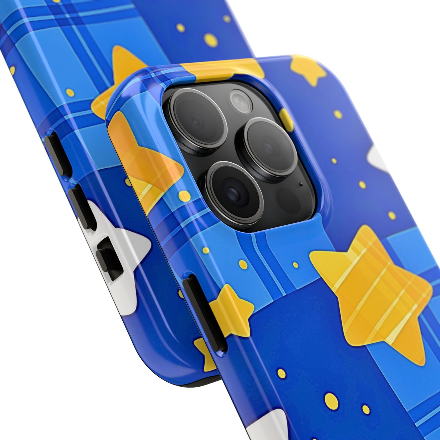 Funda resistente para teléfono con estampado de estrellas y cuadros preppy | Estética