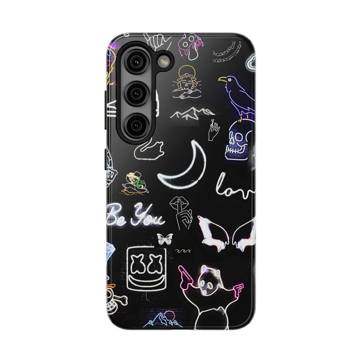 Funda resistente para teléfono estilo neón blanco | Estética