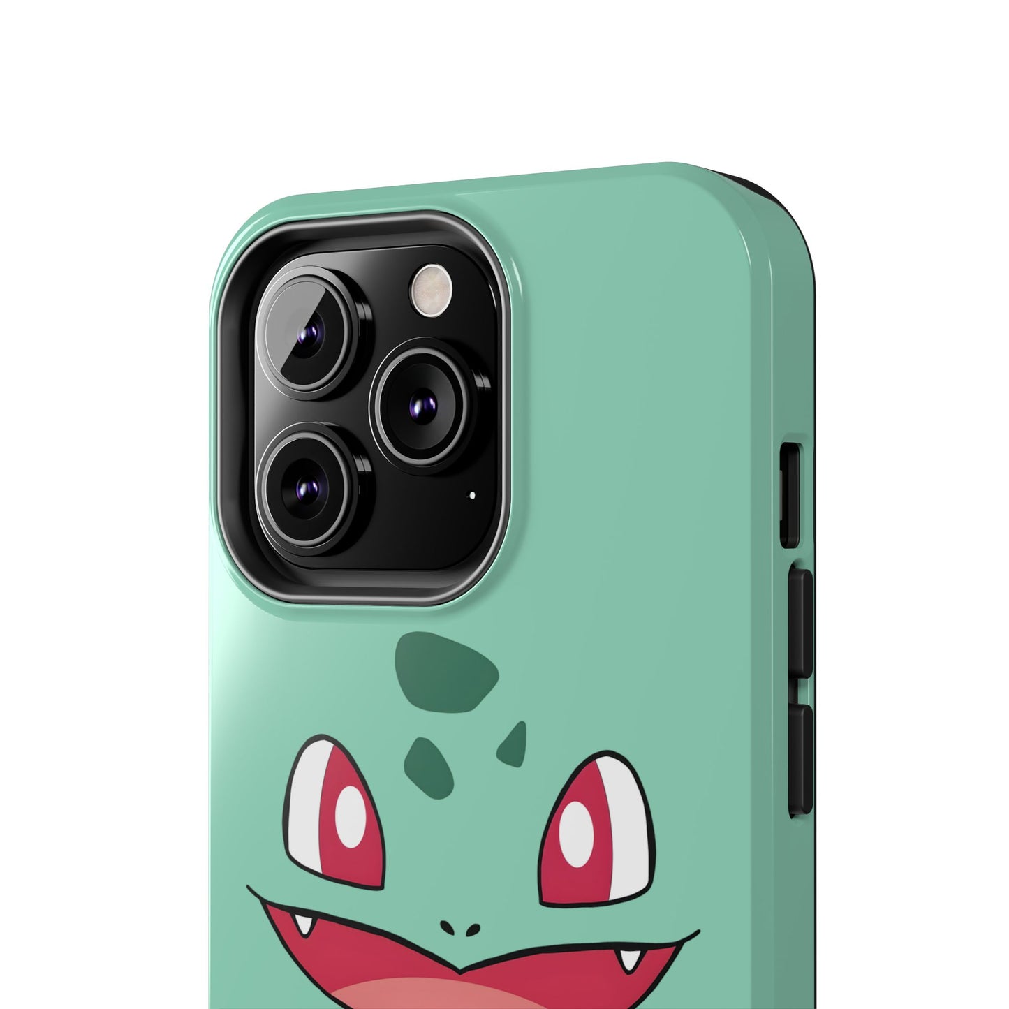 Green Leaf Dino Smile Red Eyes Cute Creature Tough Phone Case | Anime
