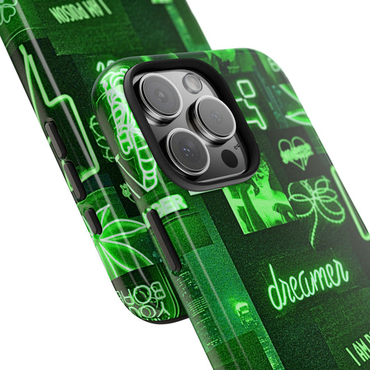 Green Neon Style Tough Phone Case | Aesthetic