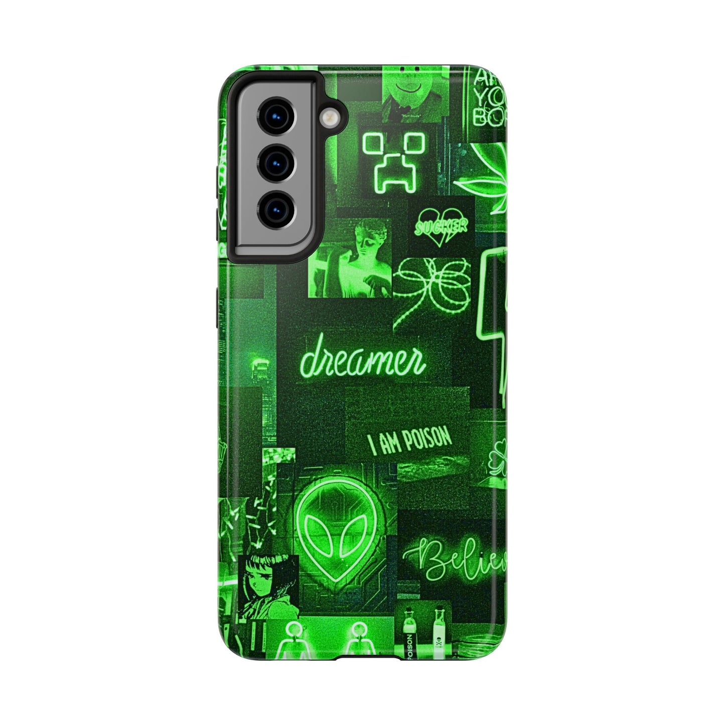 Green Neon Style Tough Phone Case | Aesthetic