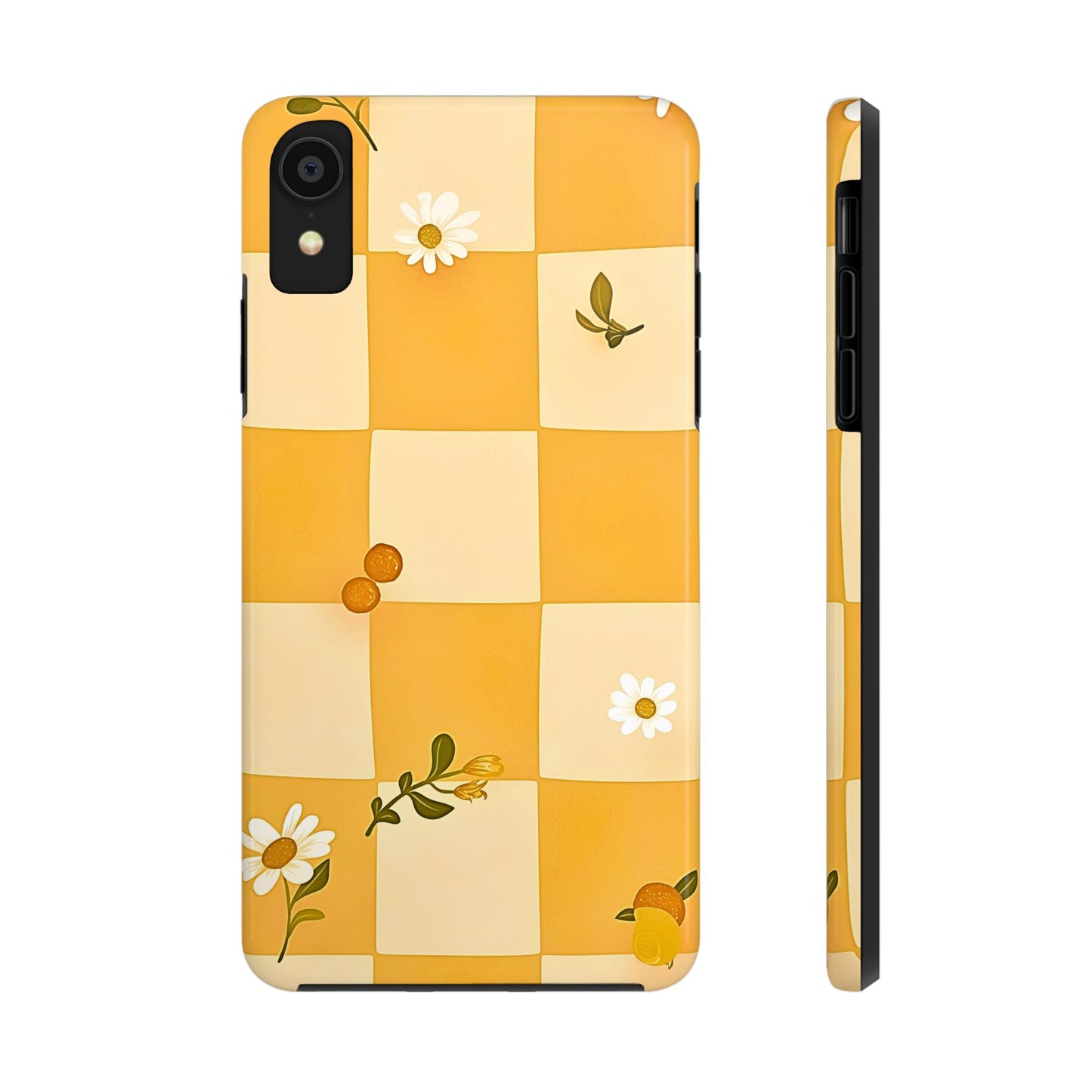 Yellow Checkered Preppy Daisies Tough Phone Case | Aesthetic