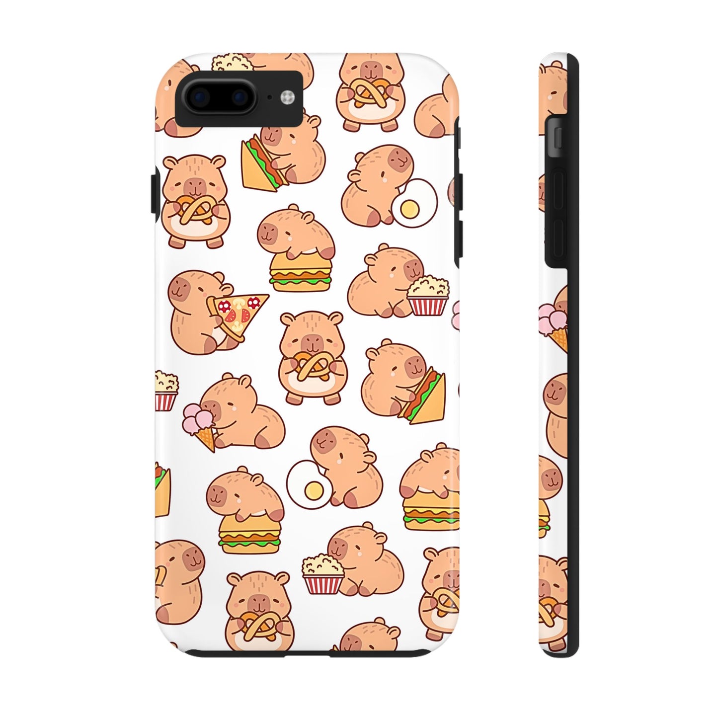 Cute Capybara Eating Pizza Ice Cream & Snacks Cartoon Food Tough Phone Case | Animals