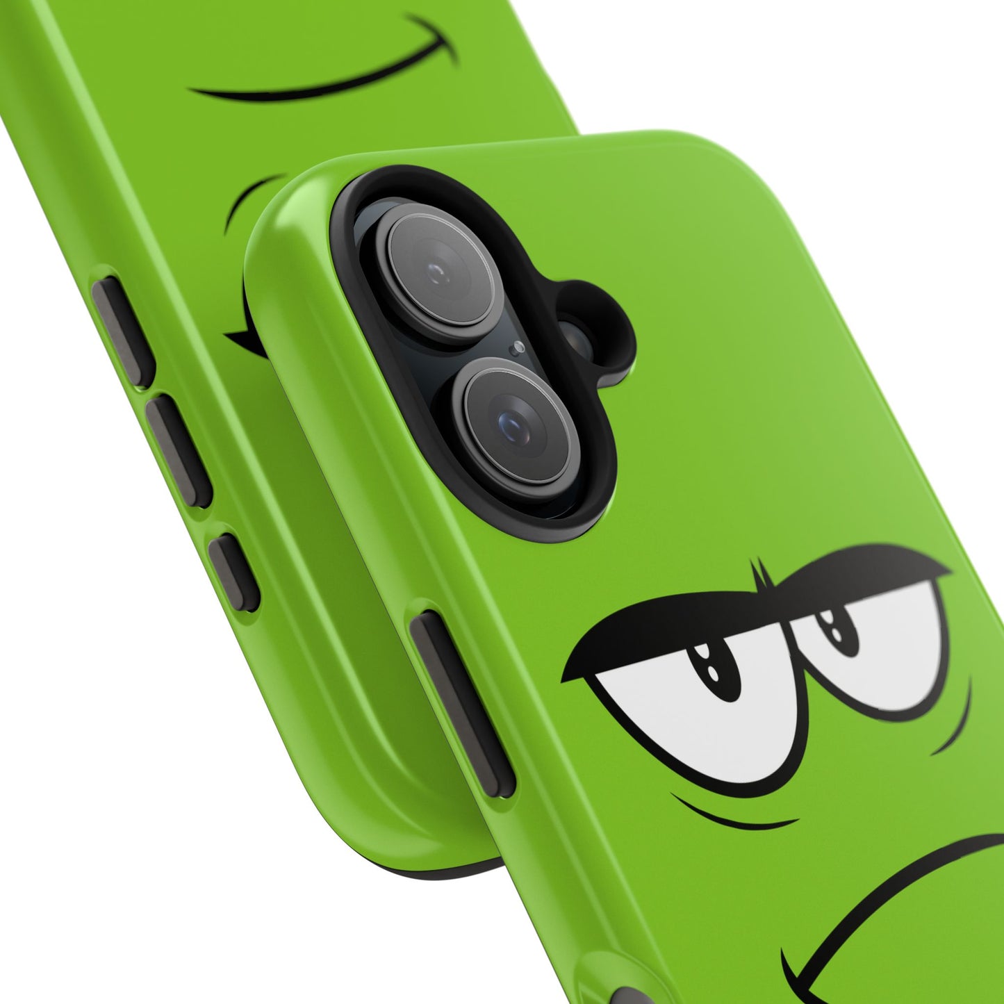 Grumpy Mood Face Green Background Funny Expression Tough Phone Case | Funny