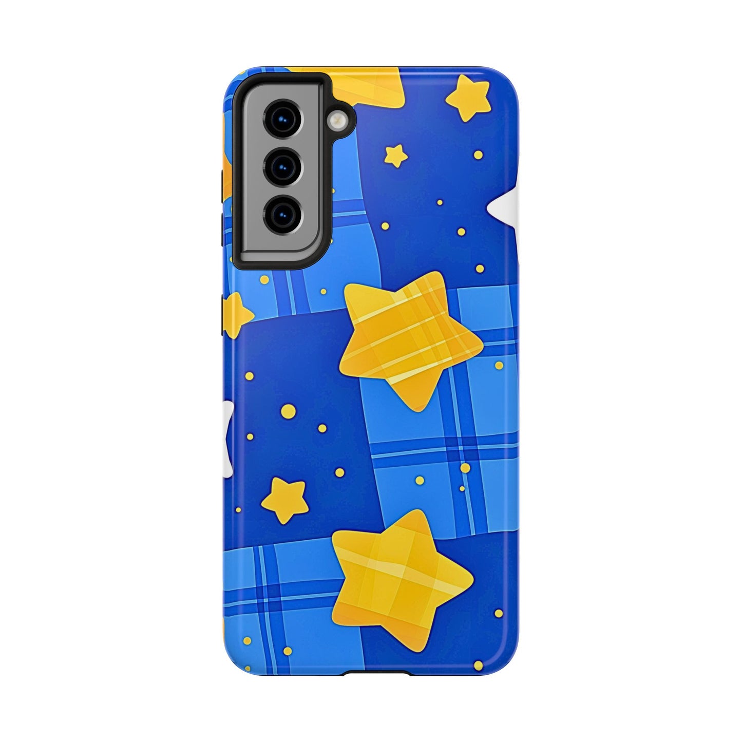 Funda resistente para teléfono con estampado de estrellas y cuadros preppy | Estética