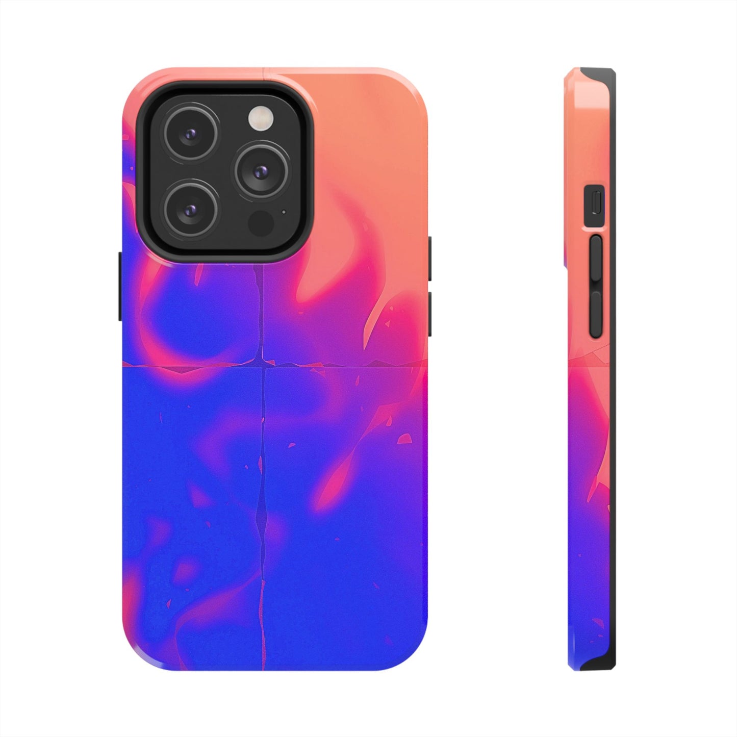 Funda resistente para teléfono con diseño de llamas, degradado abstracto y resplandor del atardecer | Estética