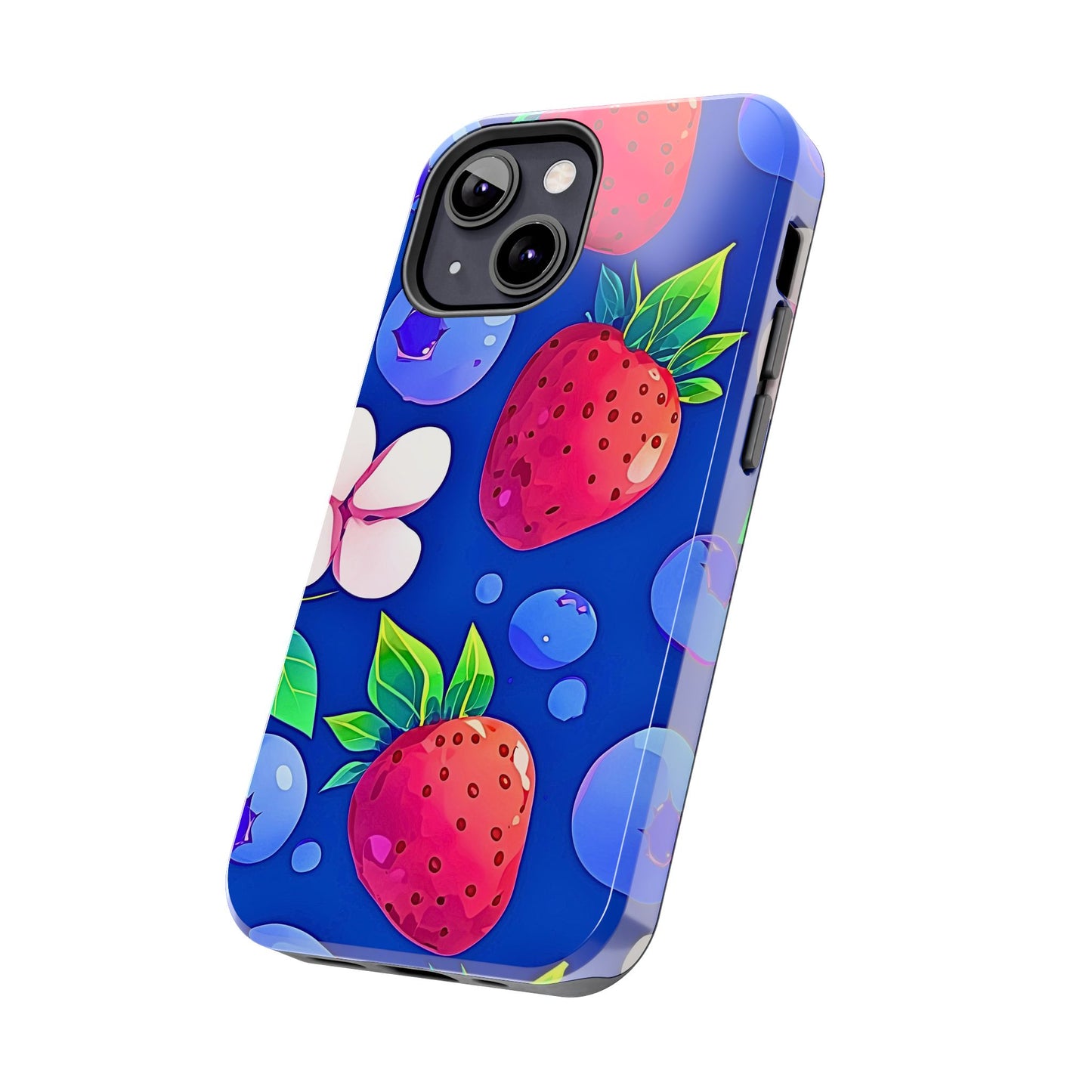 Cute Blueberry Strawberry Fruit Pattern Tough Phone Case | Aesthetic