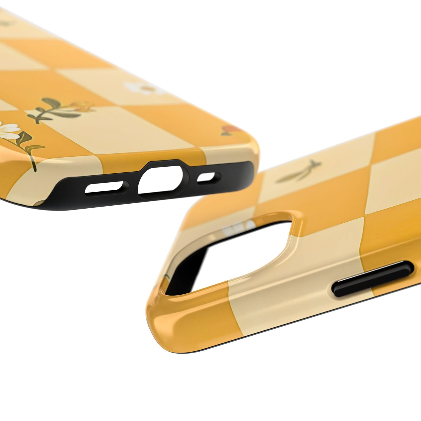 Yellow Checkered Preppy Daisies Tough Phone Case | Aesthetic