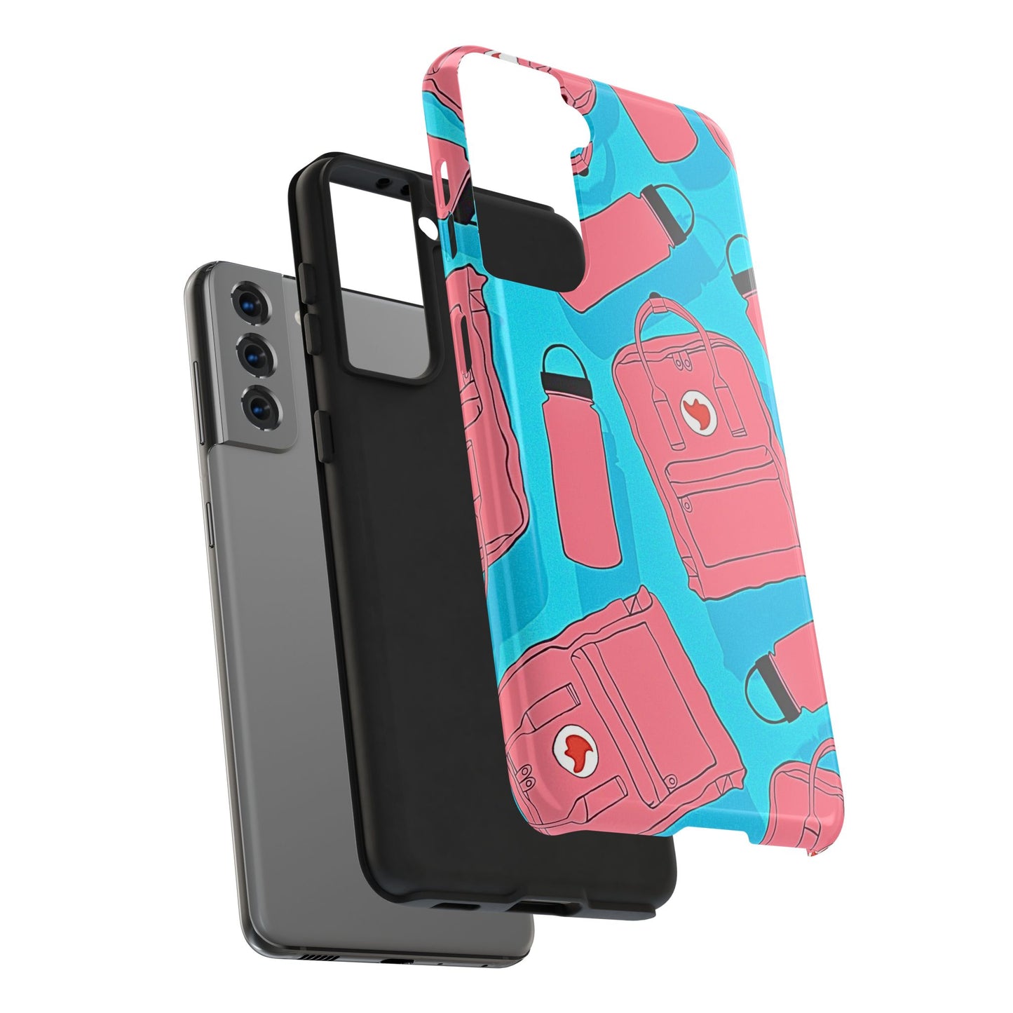 VSCO Kanken Backpack Water Bottle Pink & Blue Tough Phone Case | Aesthetic