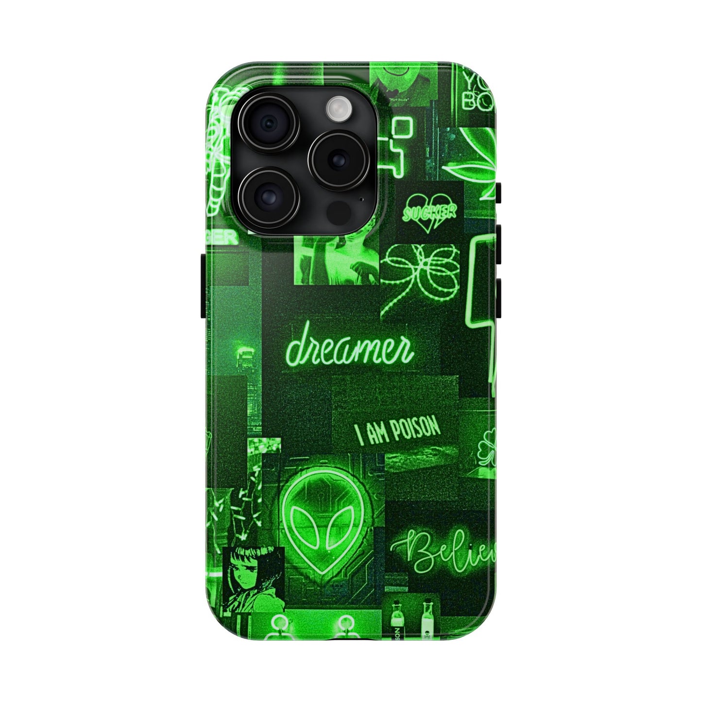 Green Neon Style Tough Phone Case | Aesthetic