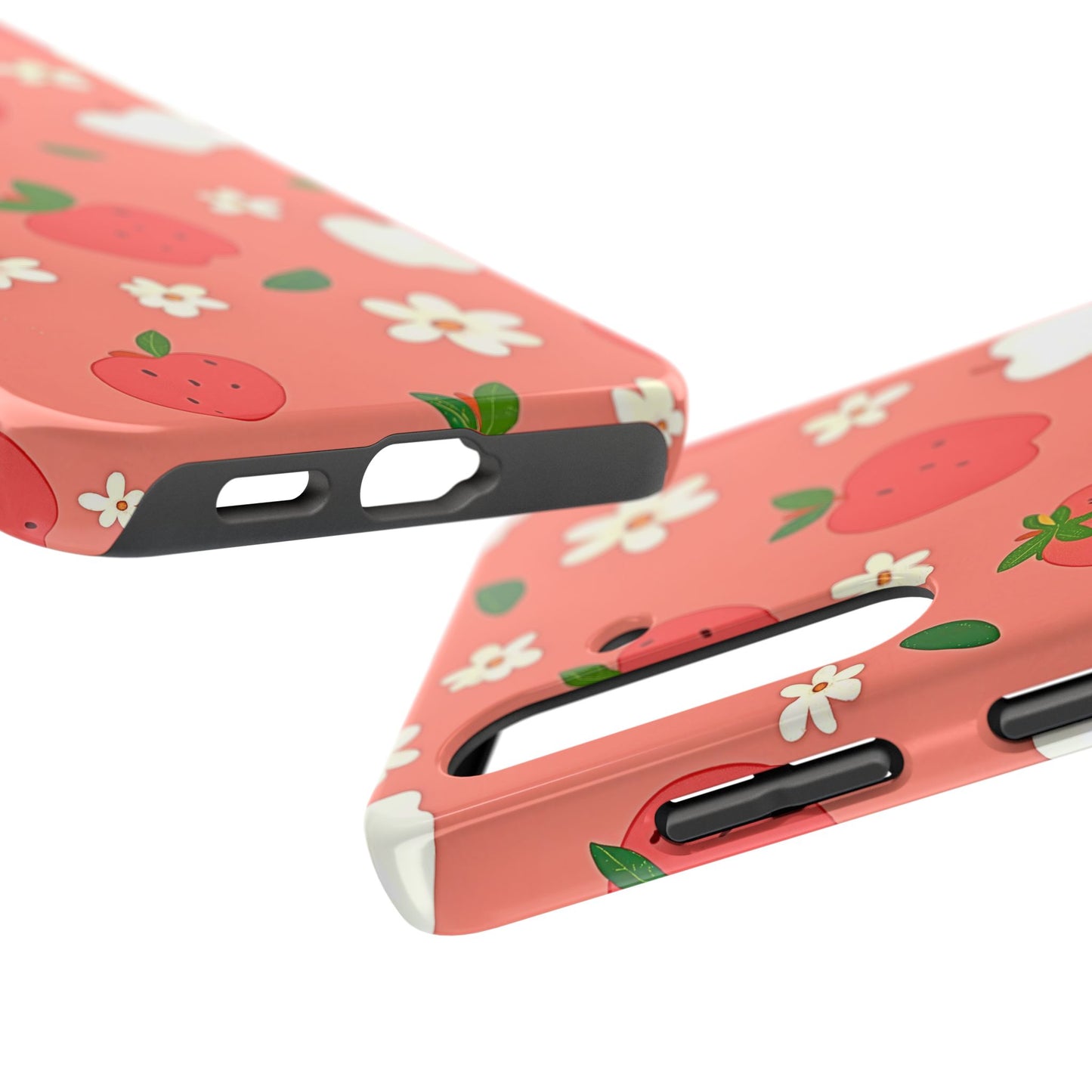 Strawberry Apple Flower Pattern Pink Tough Phone Case | Aesthetic