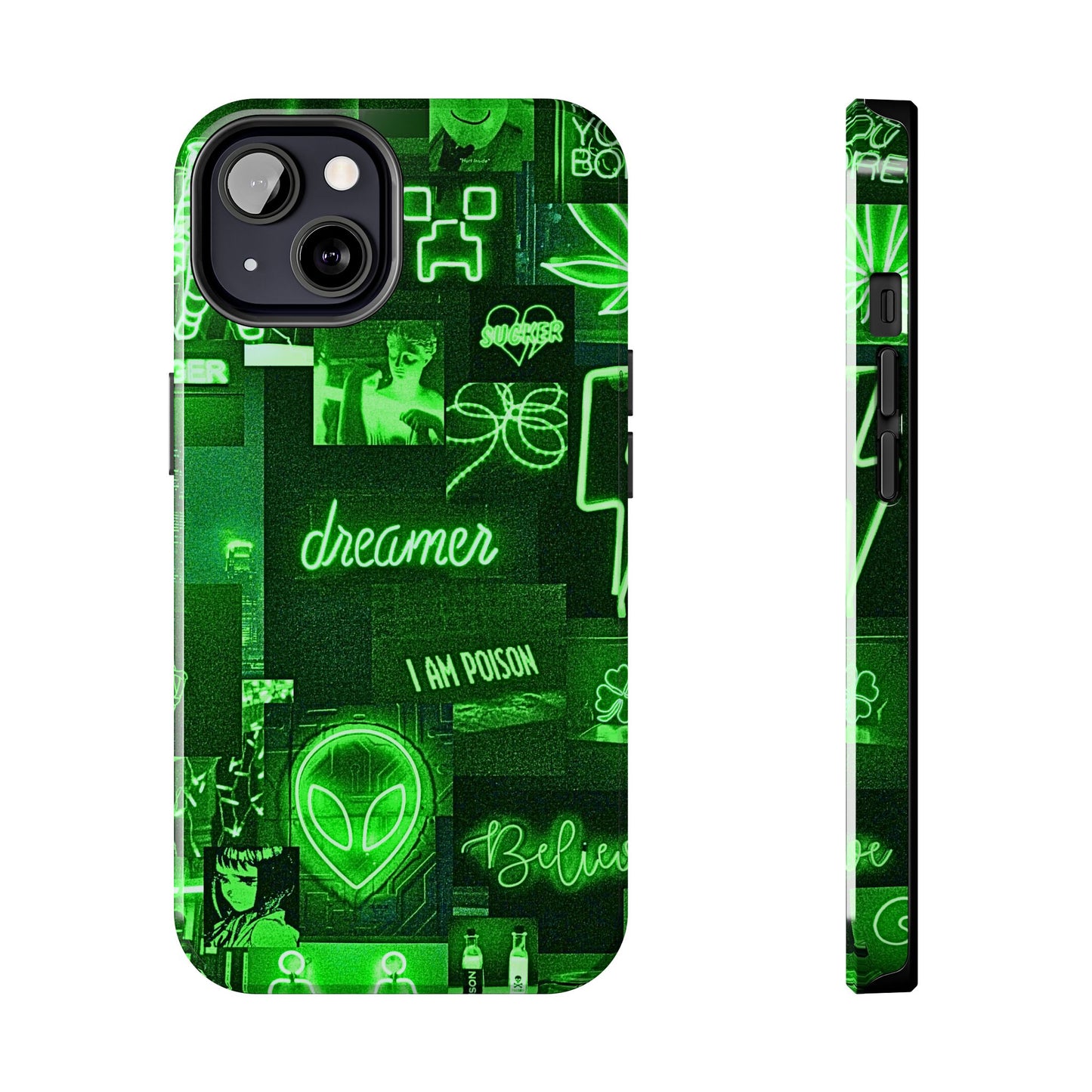 Green Neon Style Tough Phone Case | Aesthetic