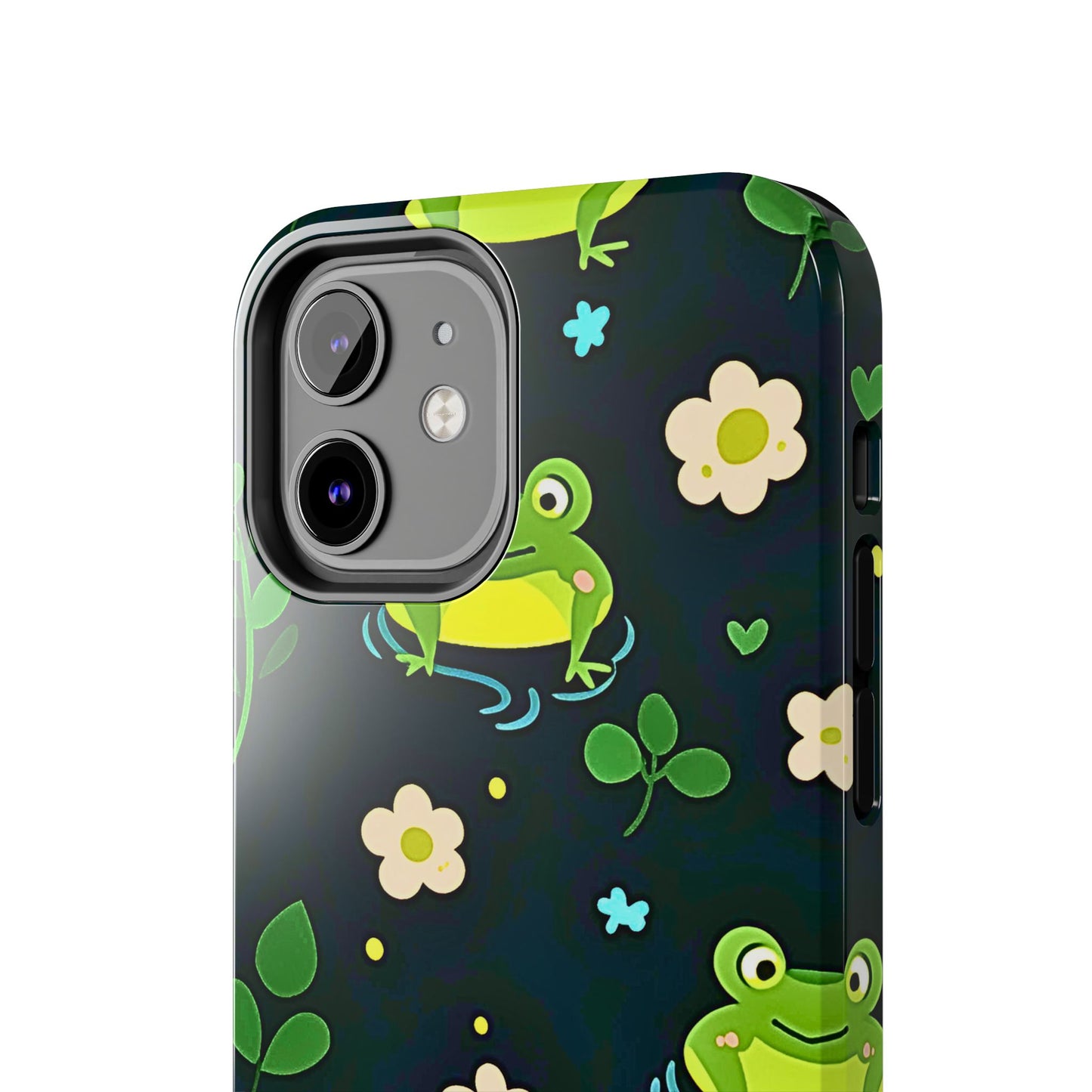 Kawaii Froggy Pattern Black Tough Phone Case | Animals