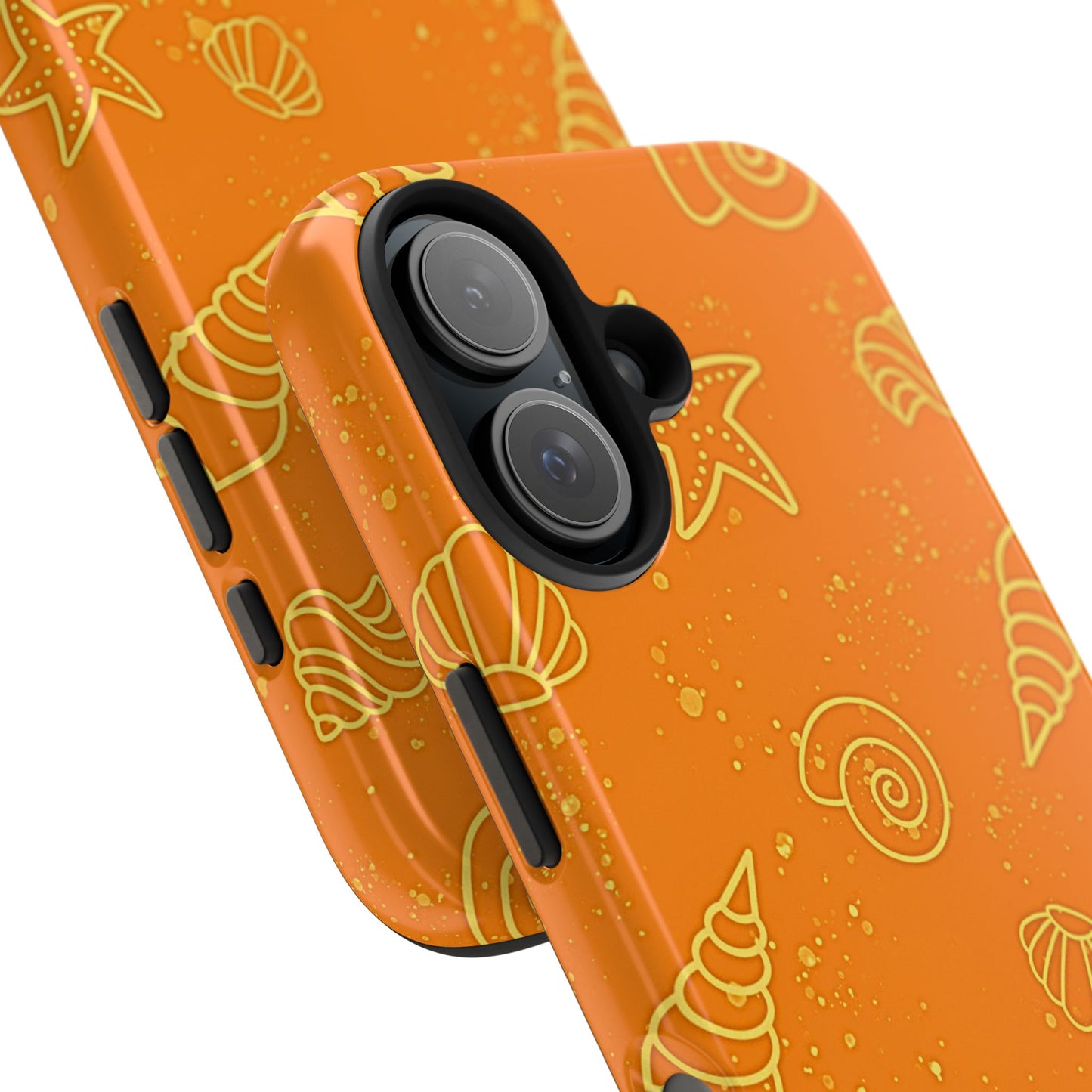 Funda resistente para teléfono con diseño de conchas naranjas | Estética