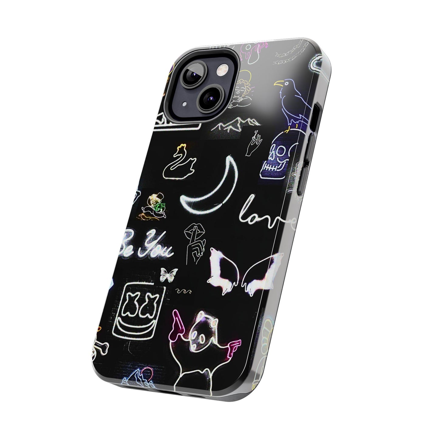 Funda resistente para teléfono estilo neón blanco | Estética