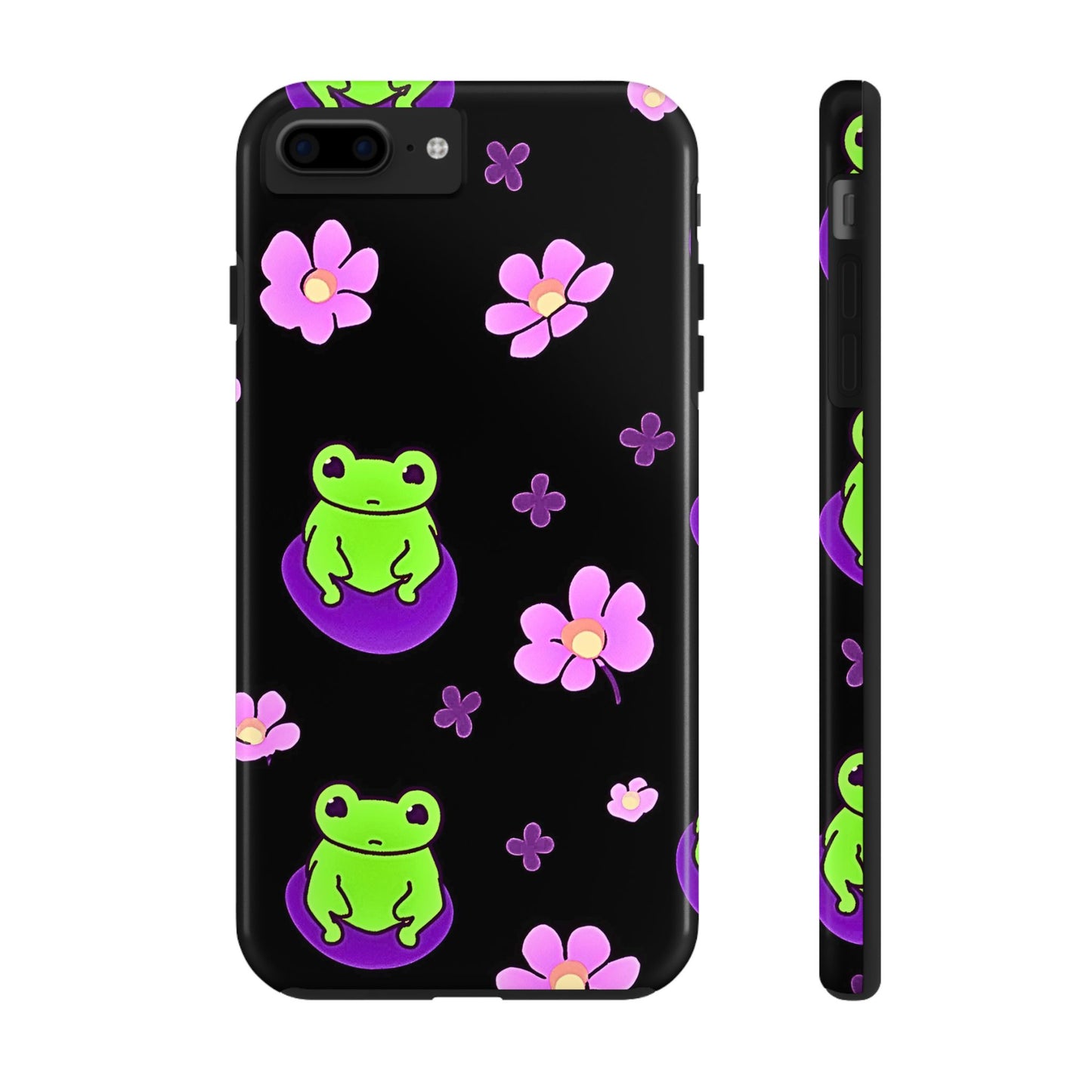 Cute Frog & Pink Flowers Pattern Style Tough Phone Case | Animals