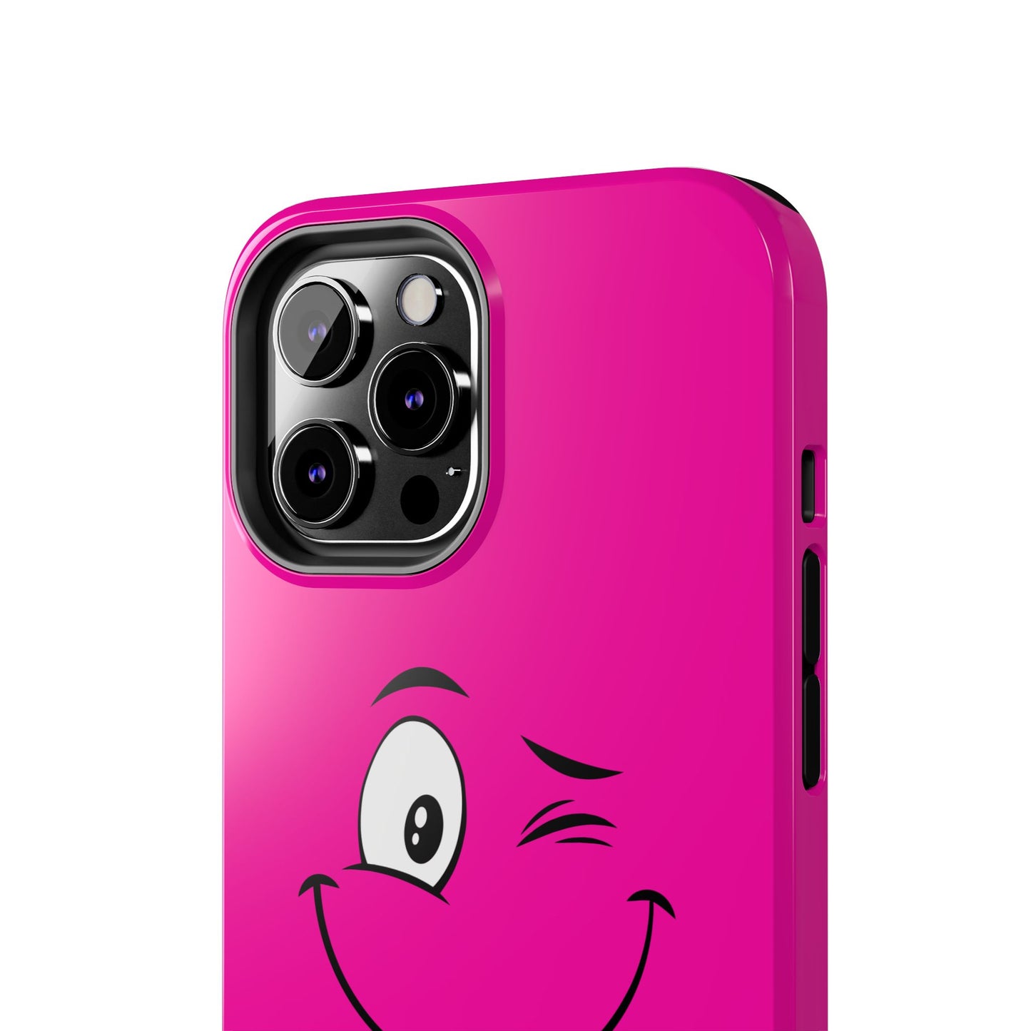 Winking Face Pink Background Cheeky Cartoon Style Tough Phone Case | Funny