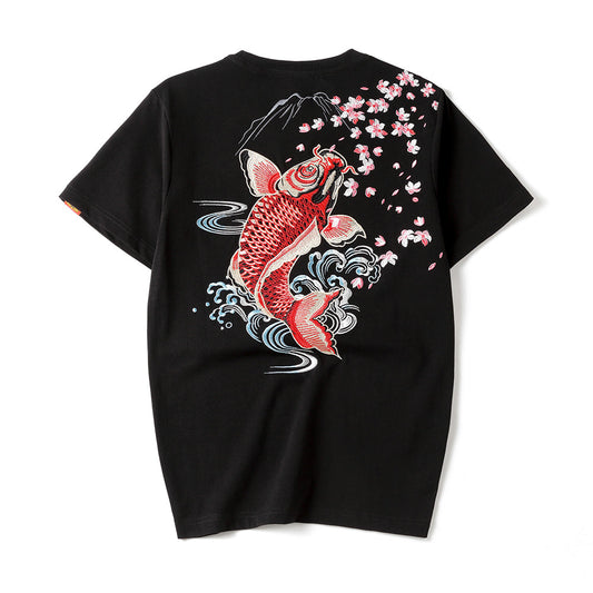 KH628 Red Koi Embroidery Tee