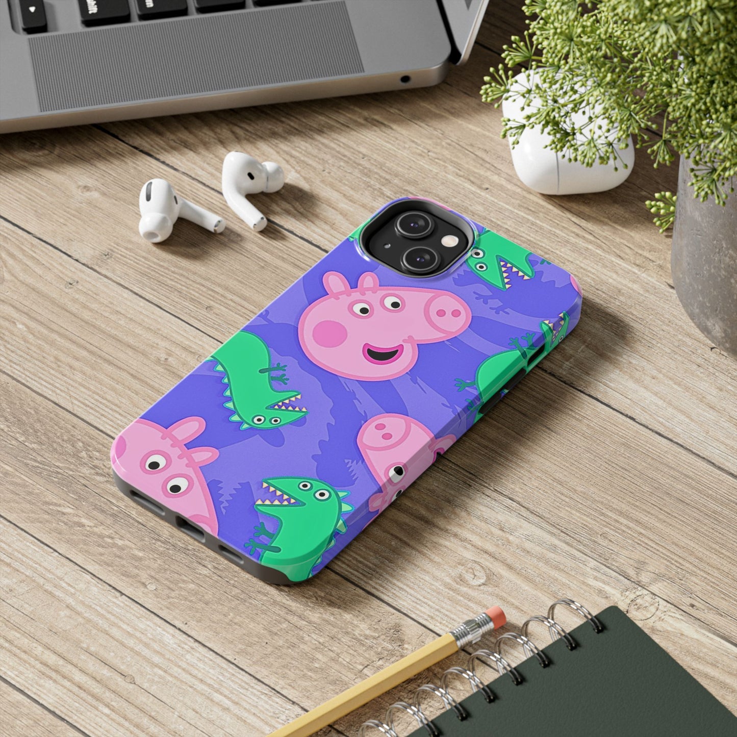 Funda rígida para móvil con diseño de dinosaurios de Peppa Pig y George | Dibujos animados - Peppa Pig