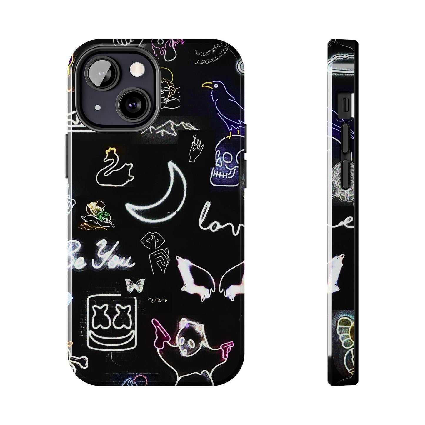 Funda resistente para teléfono estilo neón blanco | Estética