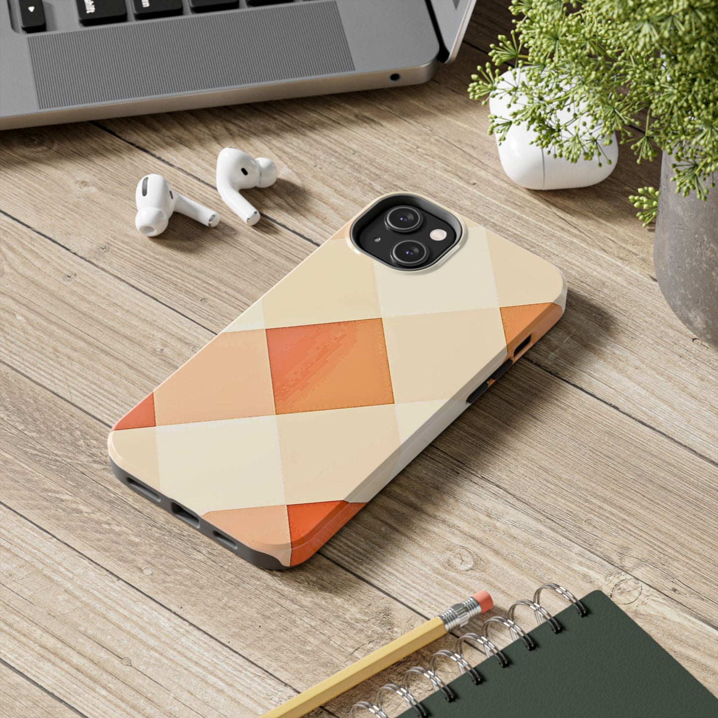 Pastel Minimalist Two-Tone Checkerboard Tough Phone Case | Aesthetic