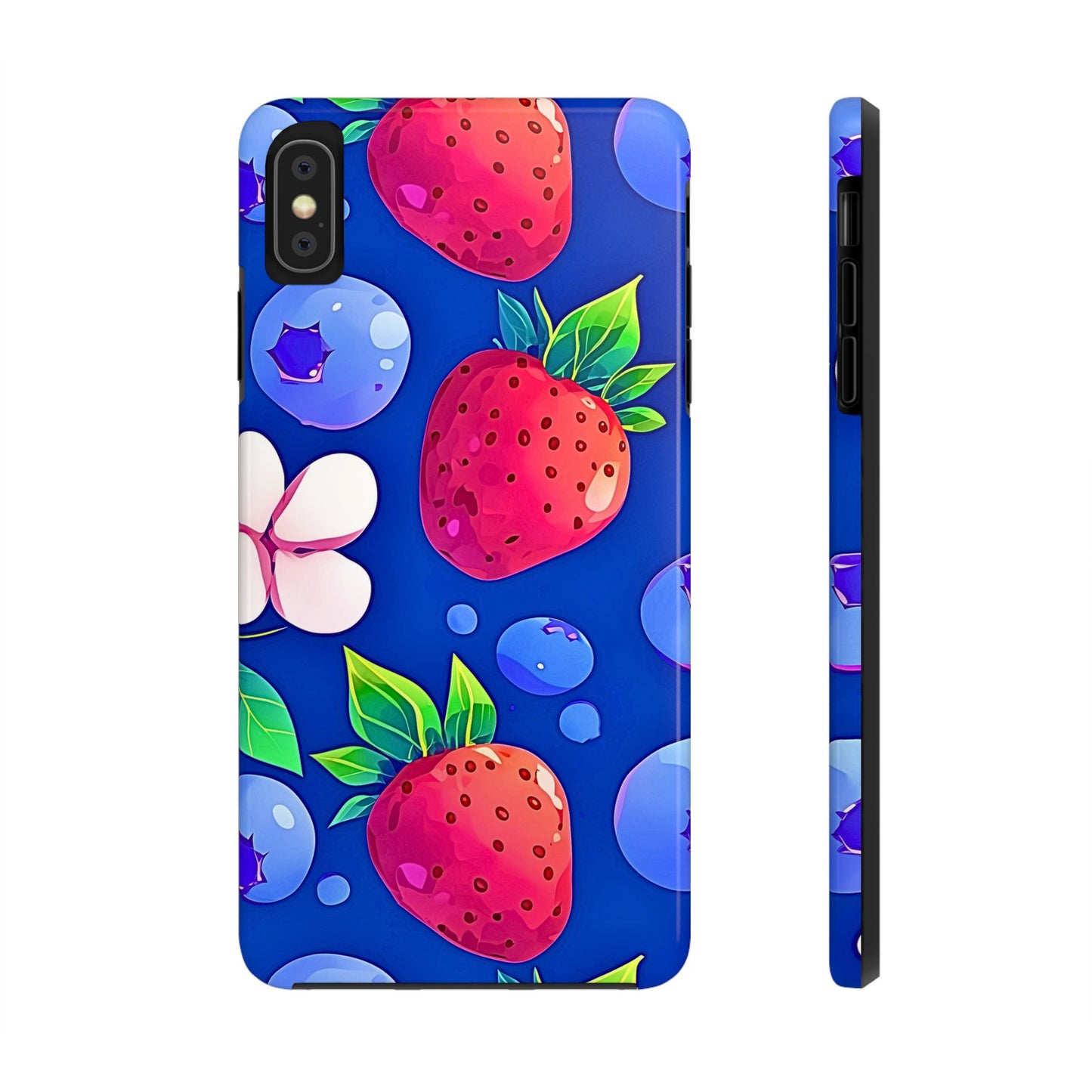 Cute Blueberry Strawberry Fruit Pattern Tough Phone Case | Aesthetic