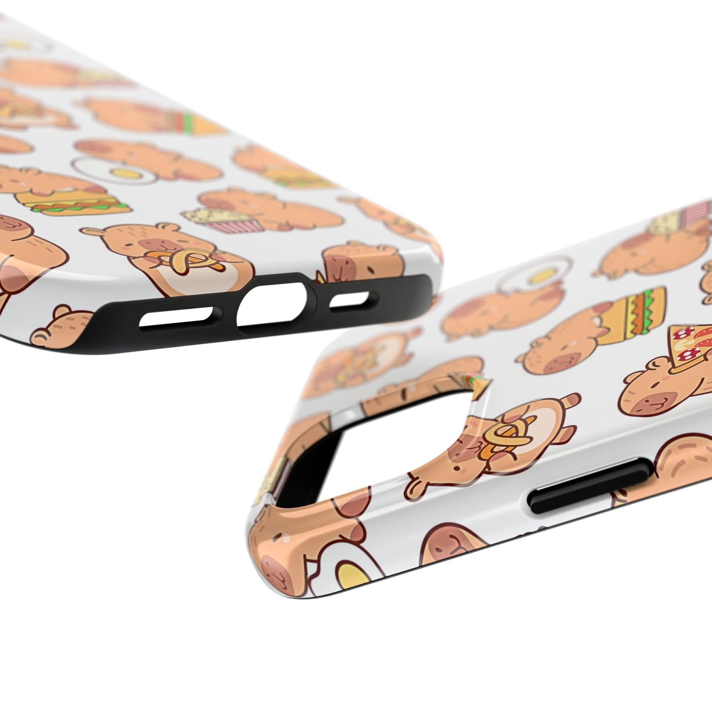 Cute Capybara Eating Pizza Ice Cream & Snacks Cartoon Food Tough Phone Case | Animals