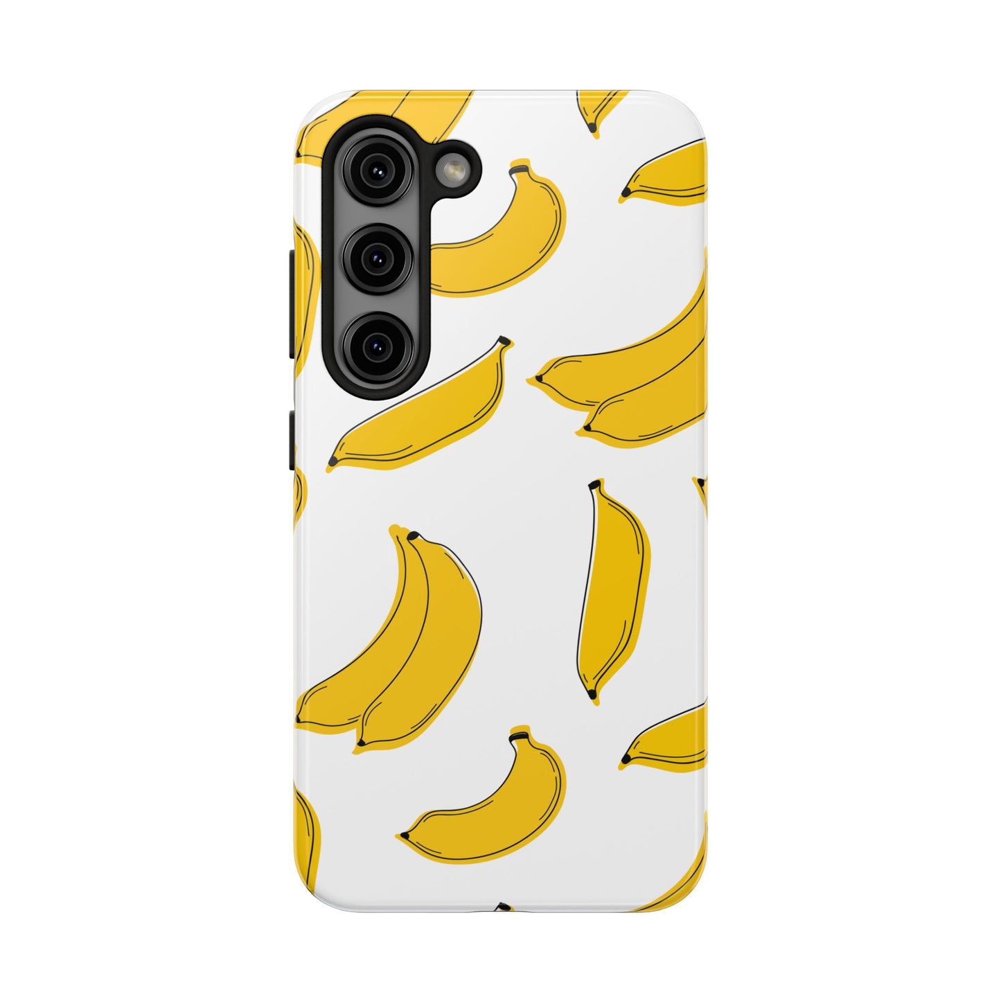 Bold Yellow Banana Pattern Minimal Line Art Tough Phone Case | Food