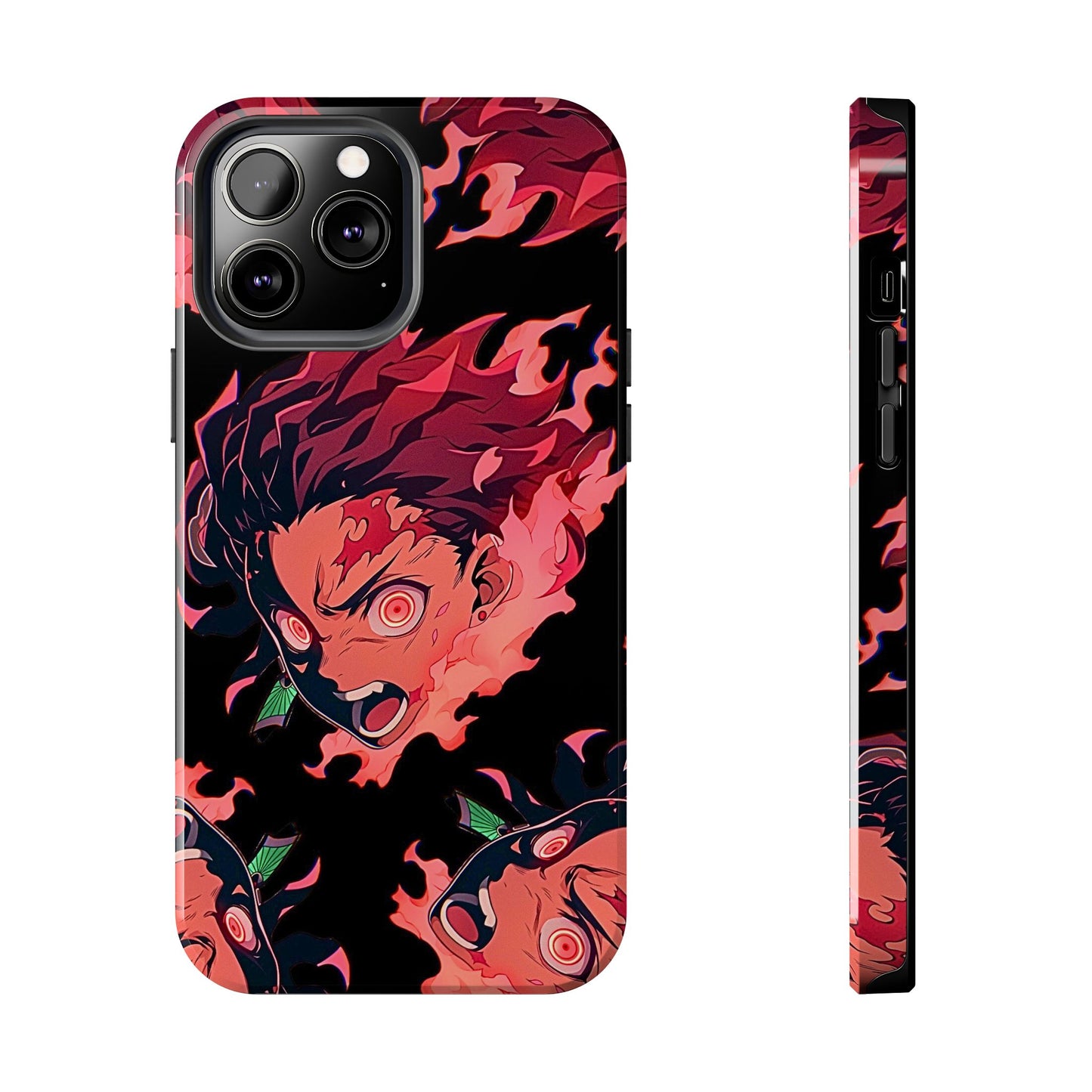 Tanjiro Kamado Flamed Style Black Tough Phone Case | Anime - Demon Slayer