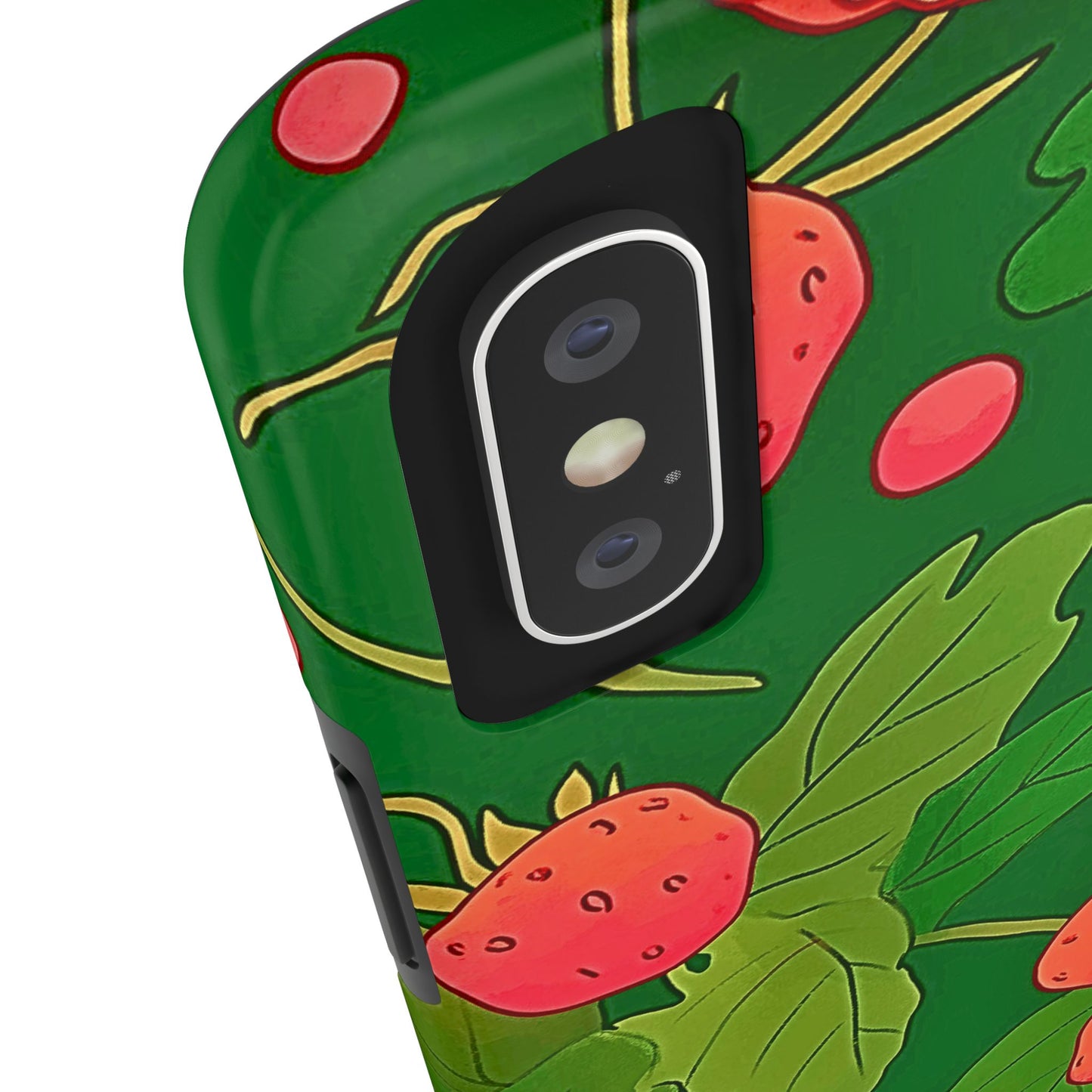 Dark Strawberry Pattern Preppy Tough Phone Case | Aesthetic