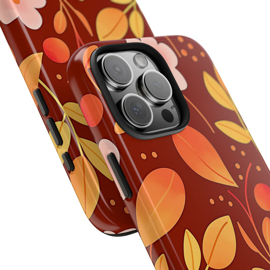 Autumn Fall Leaf Pattern Tough Phone Case | Aesthetic