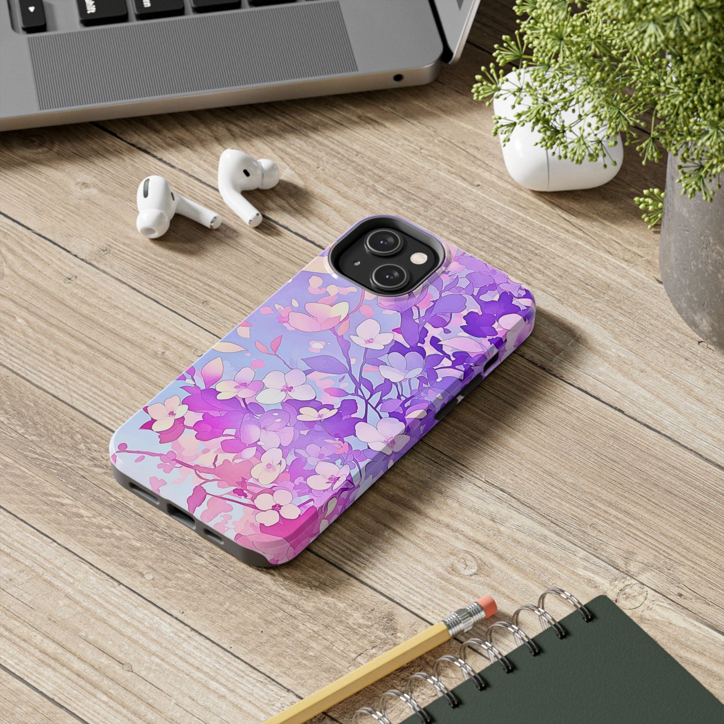 Funda resistente para teléfono con delicados estampados florales en tonos pastel | Estética