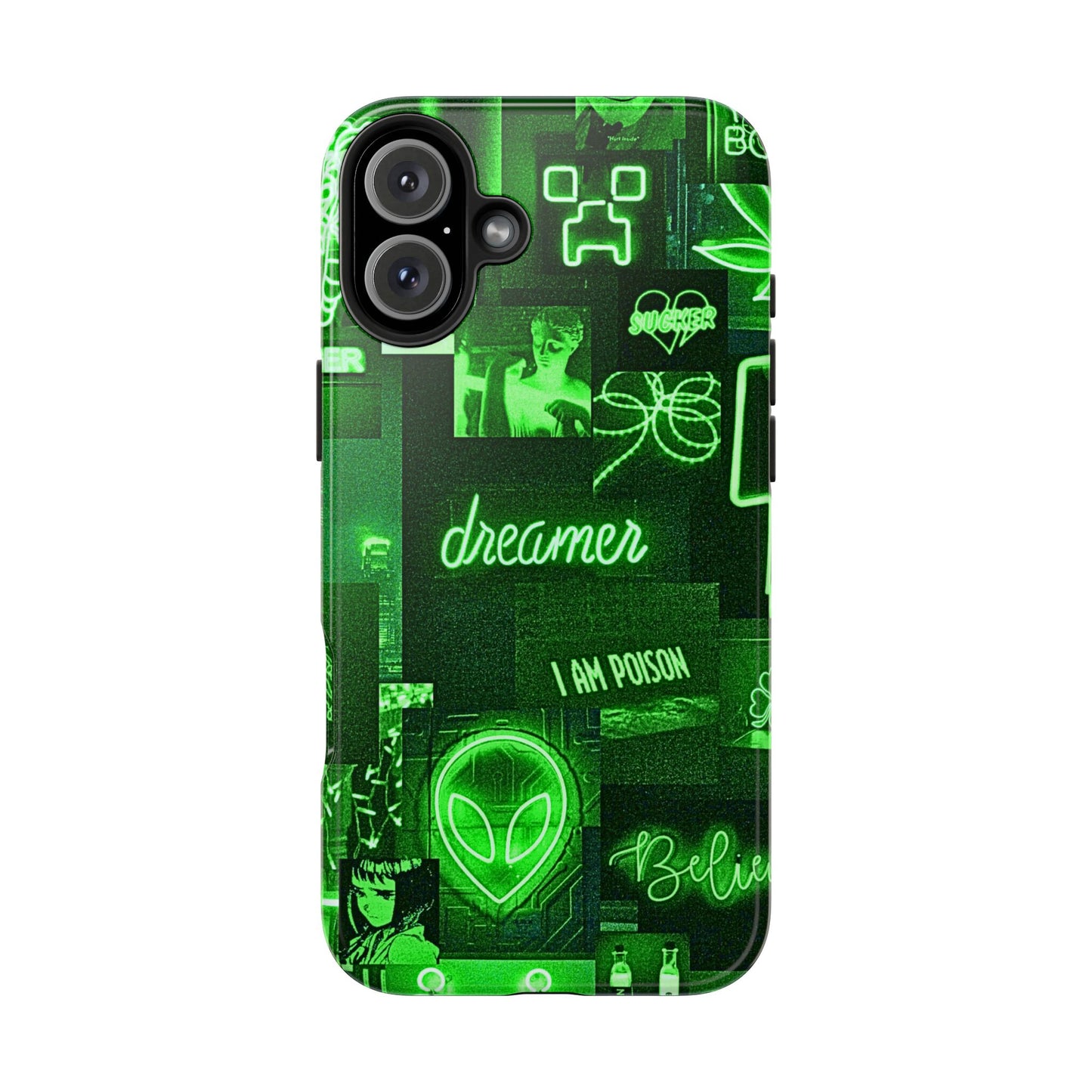 Green Neon Style Tough Phone Case | Aesthetic