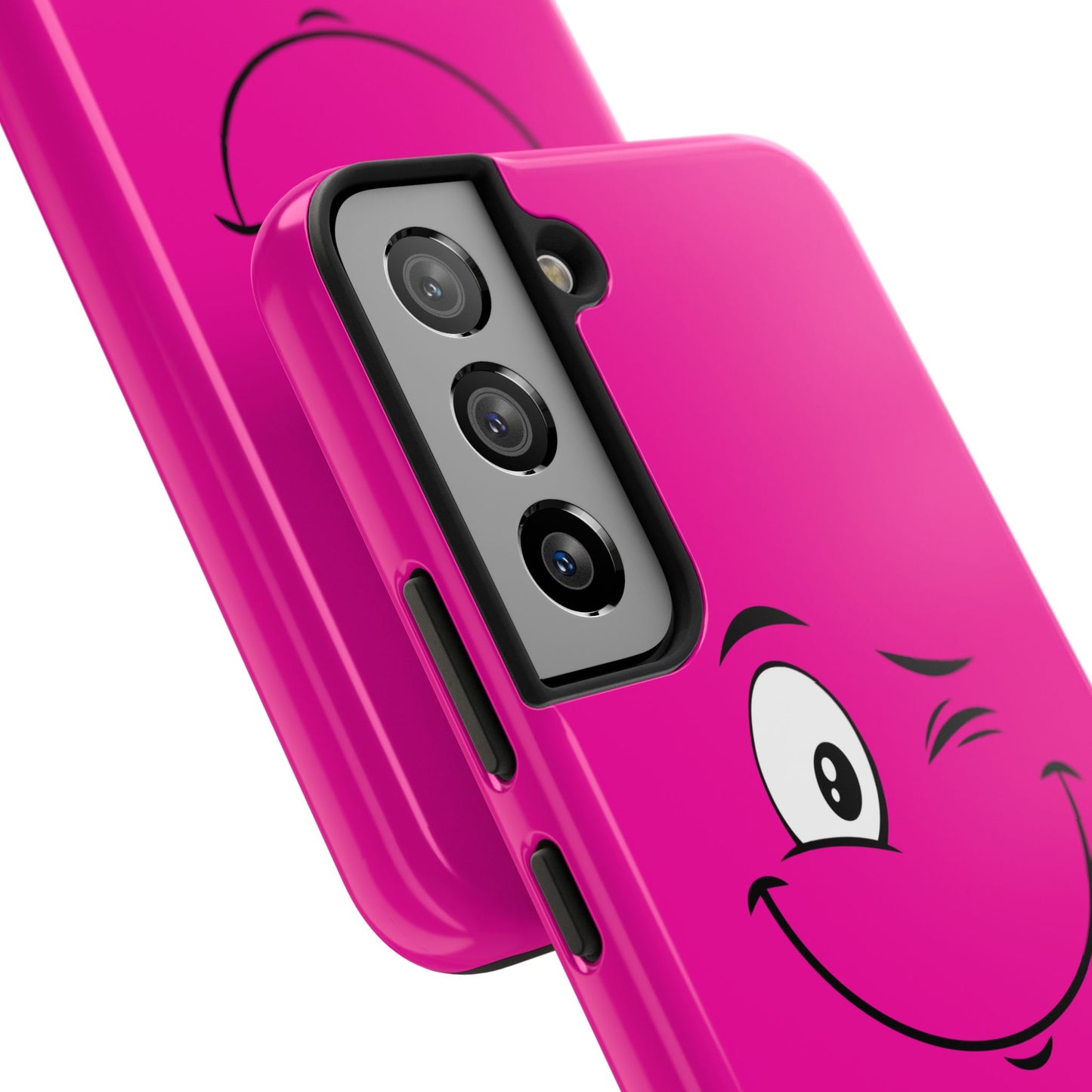 Winking Face Pink Background Cheeky Cartoon Style Tough Phone Case | Funny