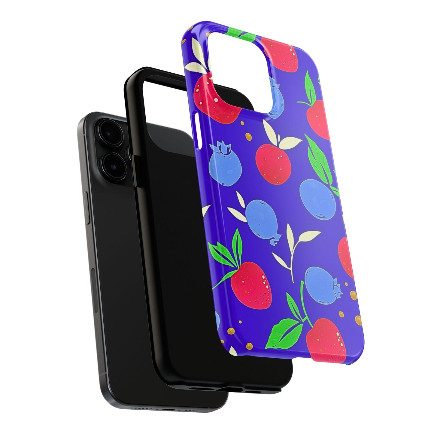 Funda resistente para teléfono con diseño de arándanos y fresas | Estética