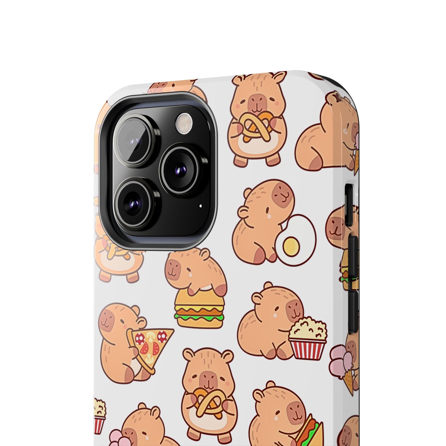 Cute Capybara Eating Pizza Ice Cream & Snacks Cartoon Food Tough Phone Case | Animals