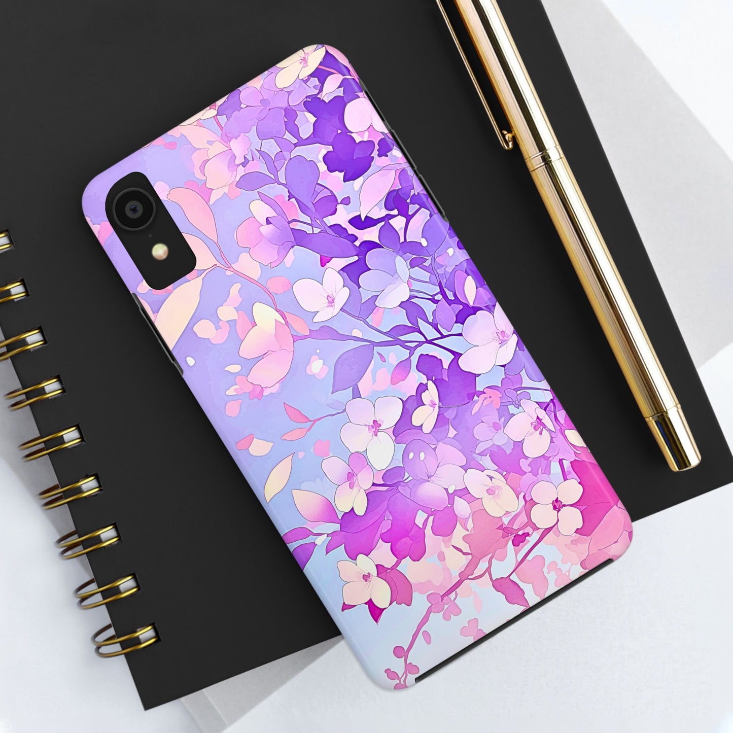 Funda resistente para teléfono con delicados estampados florales en tonos pastel | Estética